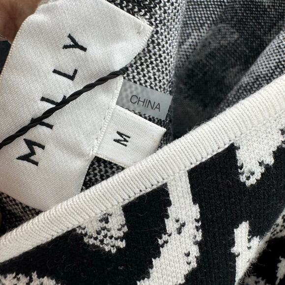 Milly Women's Jacquard Halter Dress Stretch Black/Ecru Size Medium NWT - Picture 10 of 12